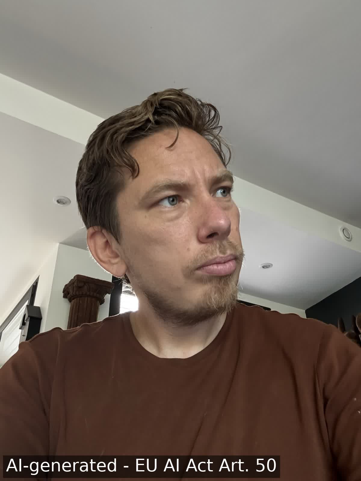 A real person, generated portrait, full label